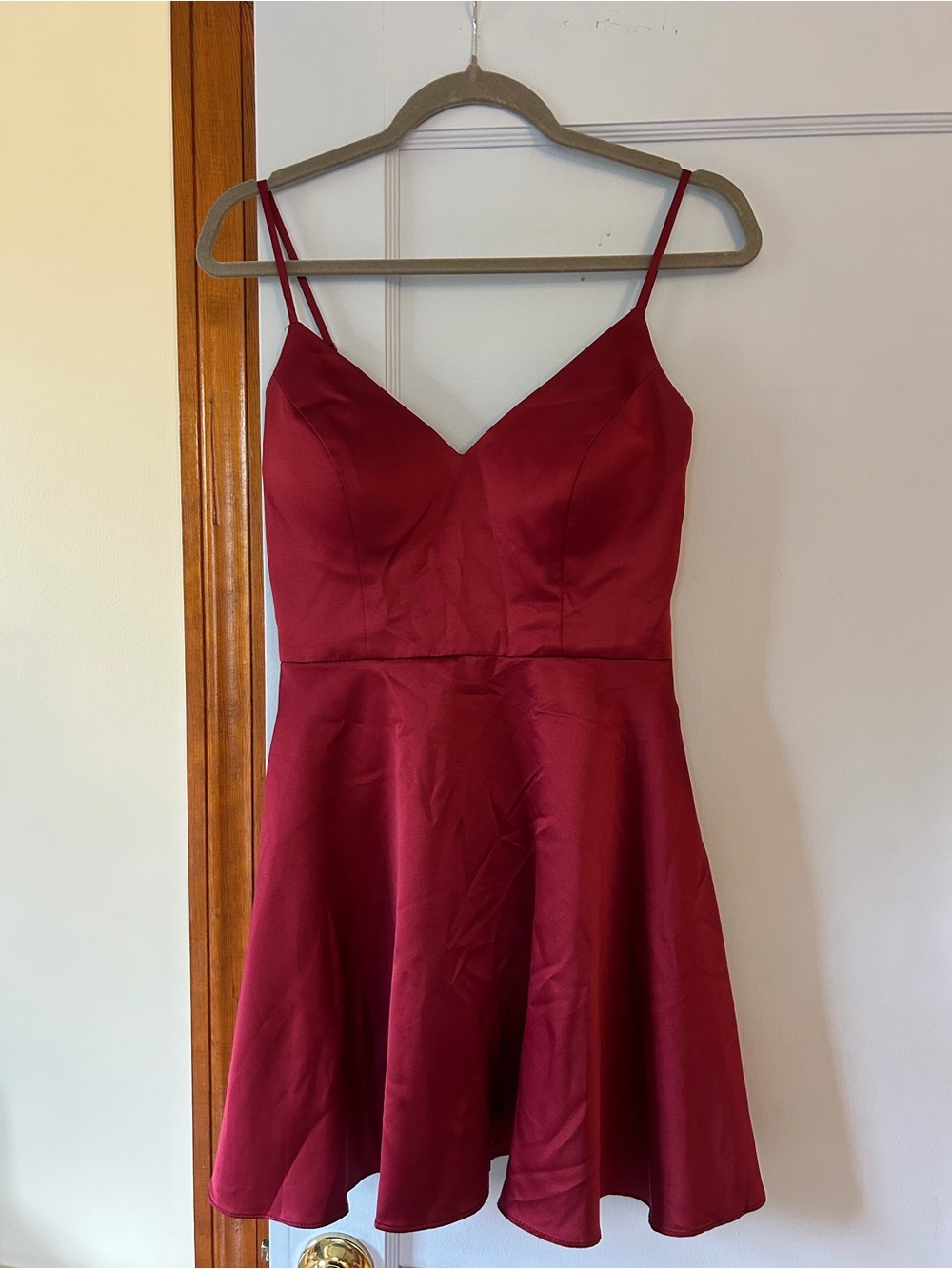 Windsor Spaghetti-Strap Mini Dress in Burgundy